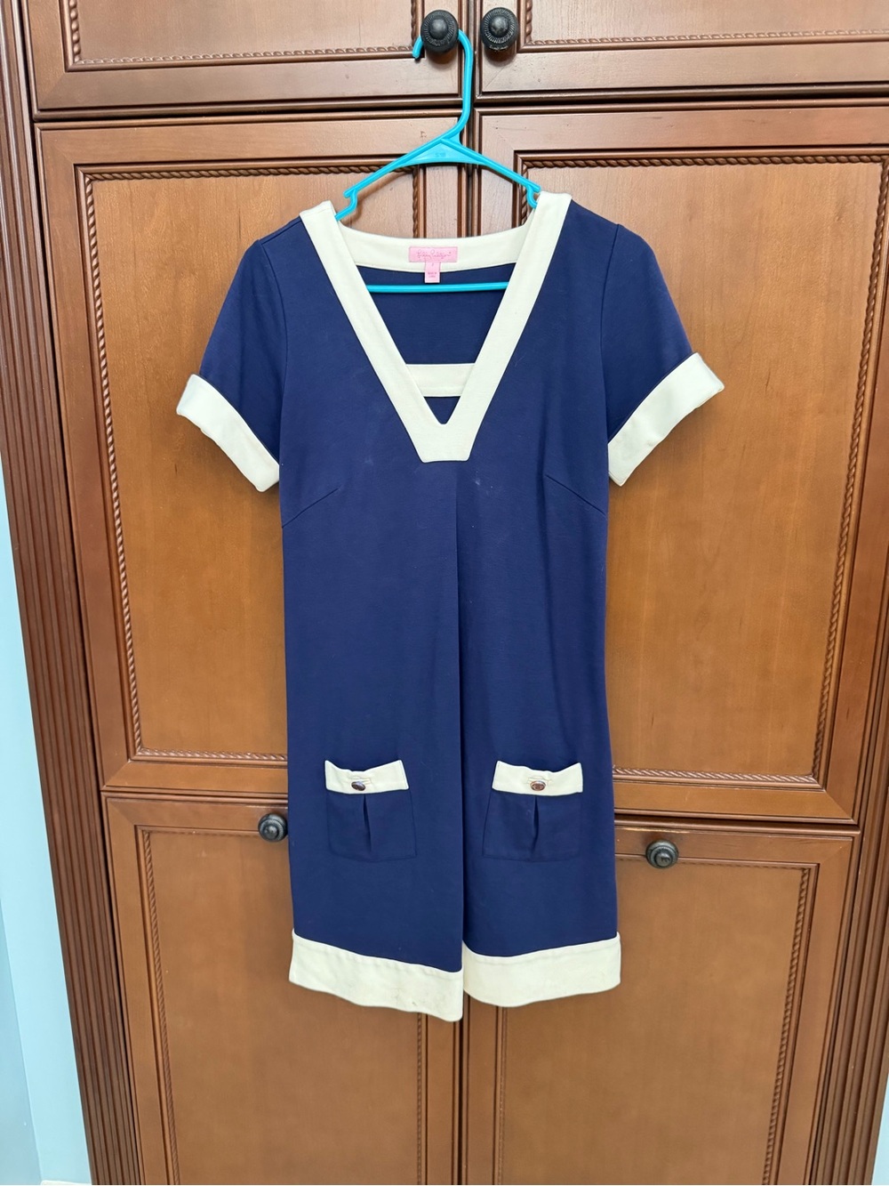 Lilly Pulitzer Navy Dress with Cream Trim